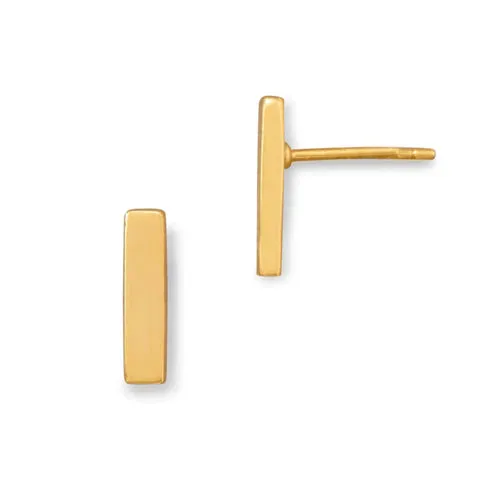 14 Karat Gold Plated Bar Stud Earrings-M H W ACCESSORIES