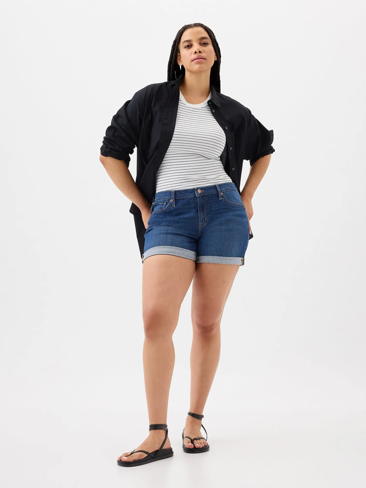 5" Mid Rise Denim Shorts