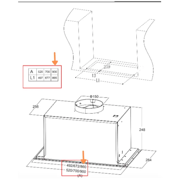 90cm Rangehood - Intergrated Powerpack