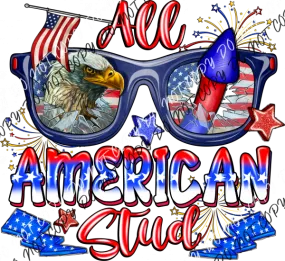 All American Stud Eagle Rocket Glasses DTF Transfer