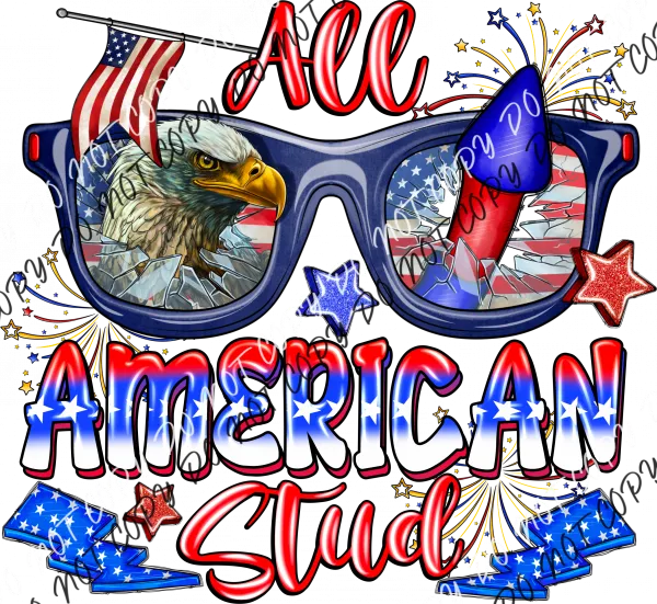 All American Stud Eagle Rocket Glasses DTF Transfer