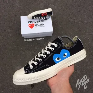 Blue Heart - Converse X CDG Black Low Custom