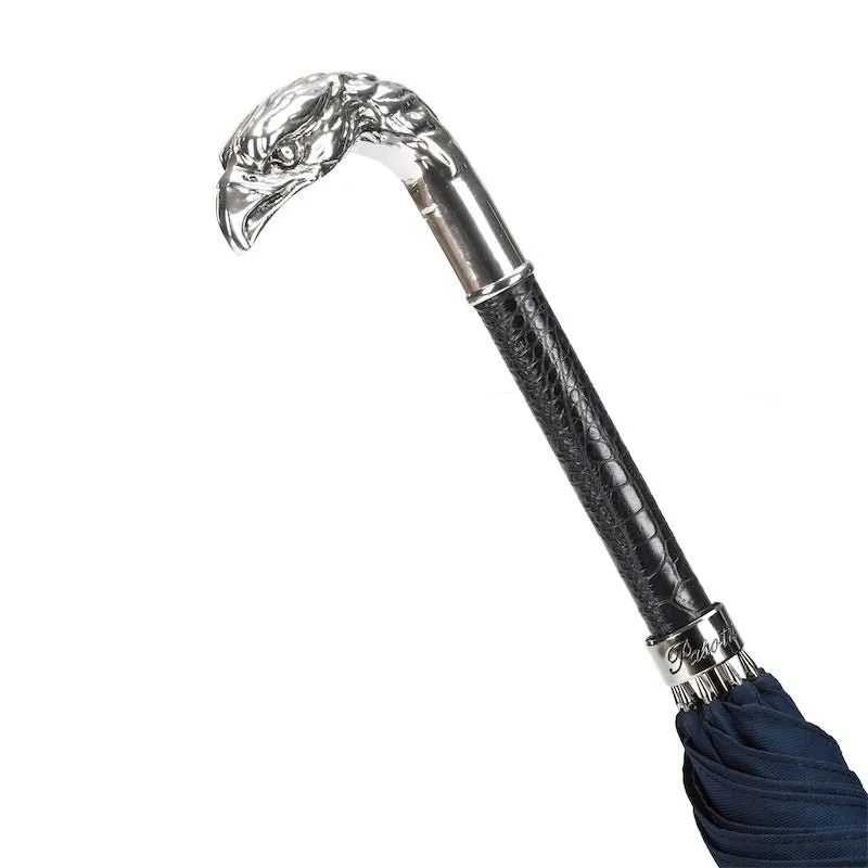 BLUE UMBRELLA, SILVER EAGLE HANDLE