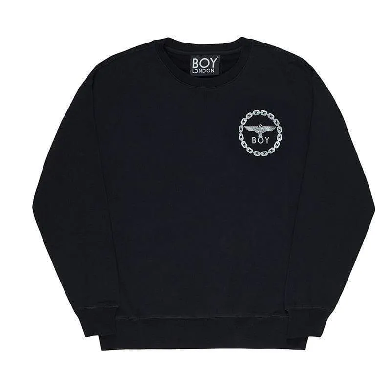 BOY EAGLE BACKPRINT SWEATSHIRT - BLACK/SILVER