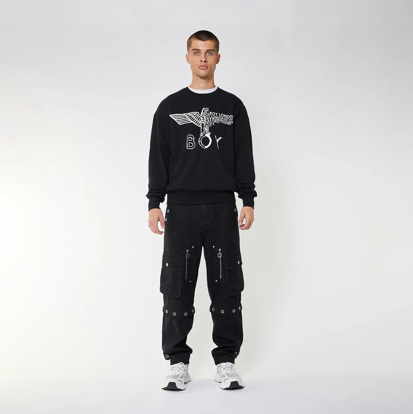 BOY EAGLE CONCEALED SWEATSHIRT - BLACK