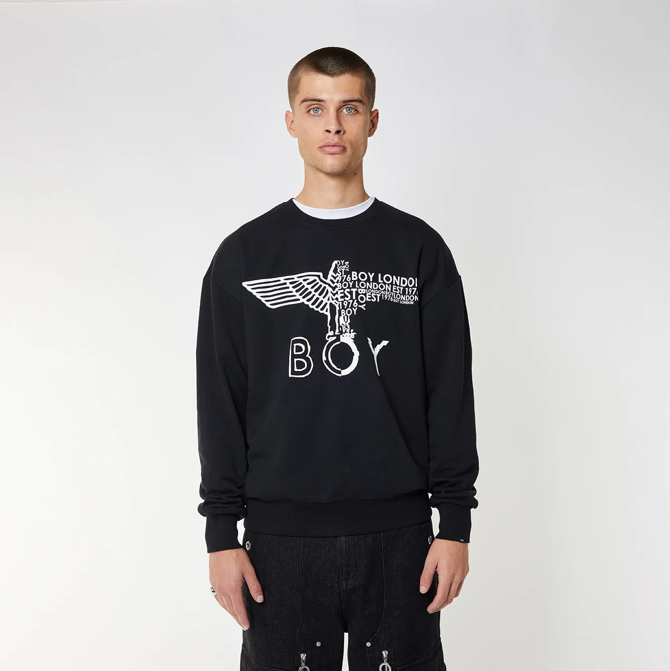 BOY EAGLE CONCEALED SWEATSHIRT - BLACK