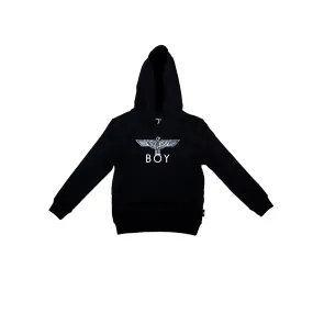 BOY EAGLE KIDS HOODIE - BLACK/WHITE