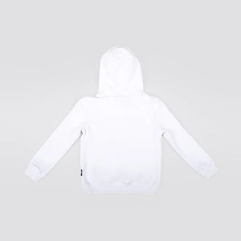 BOY EAGLE KIDS HOODIE - WHITE / BLACK