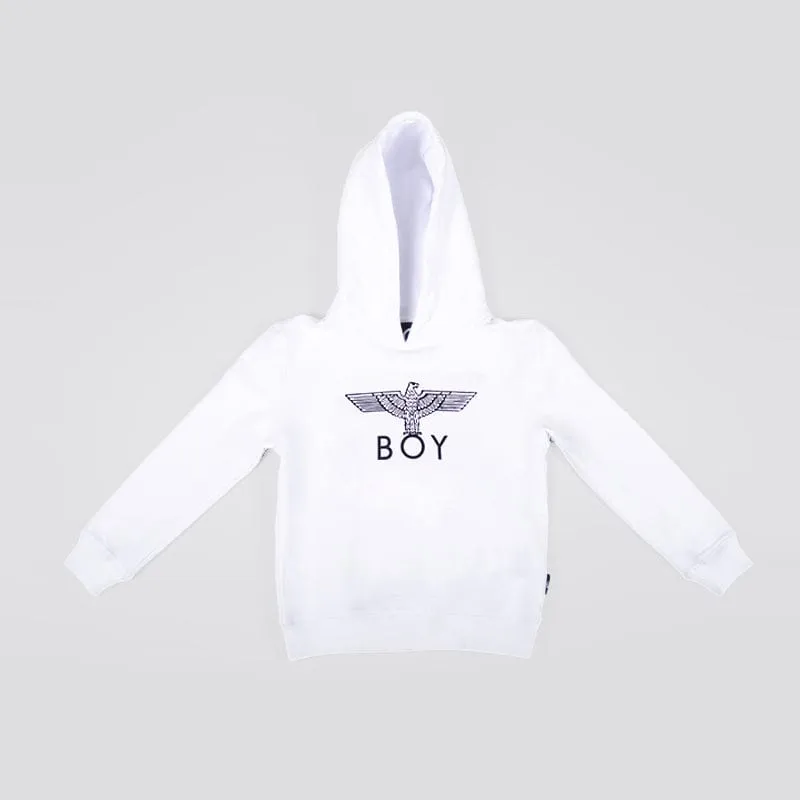 BOY EAGLE KIDS HOODIE - WHITE / BLACK