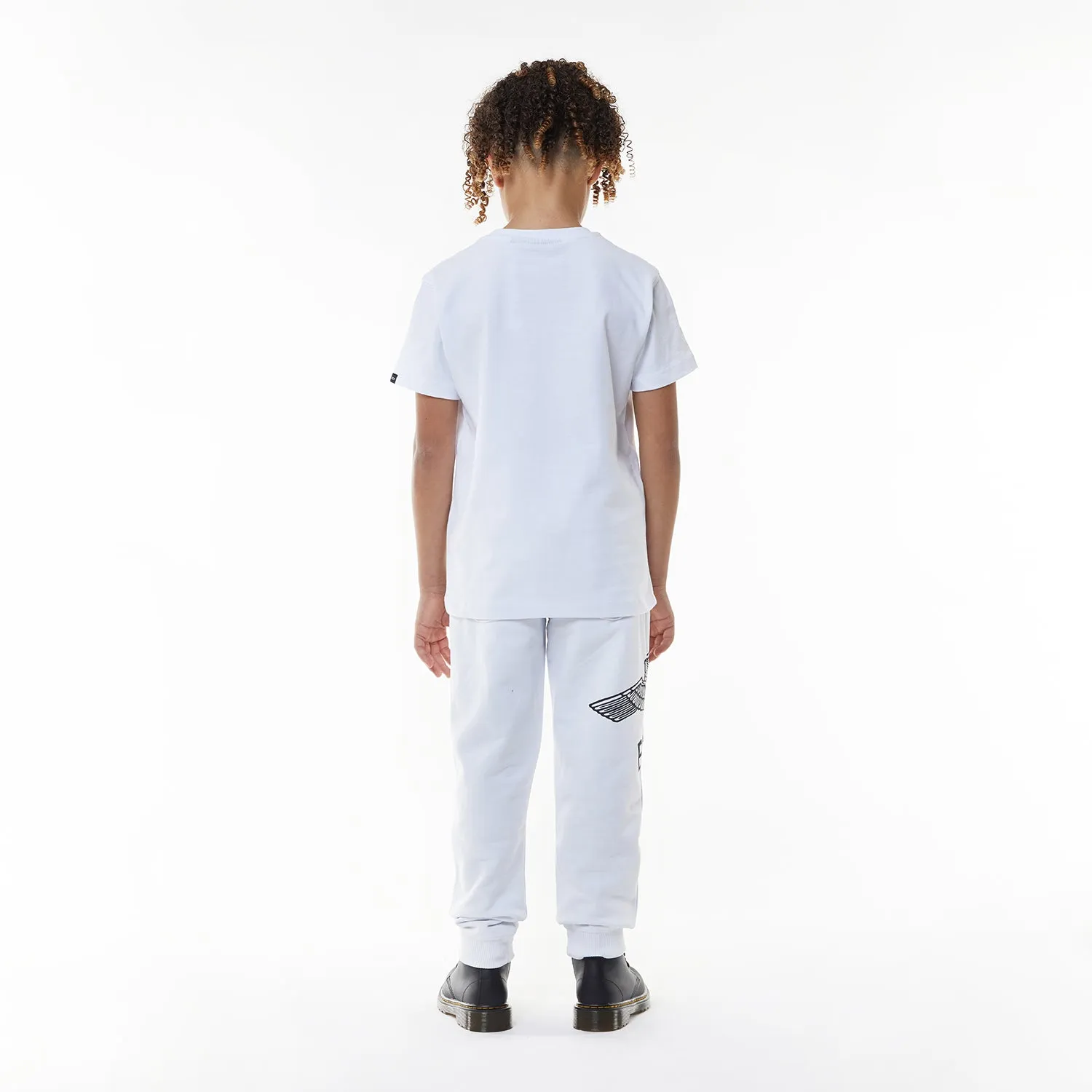 BOY EAGLE KIDS JOGGERS - WHITE/BLACK