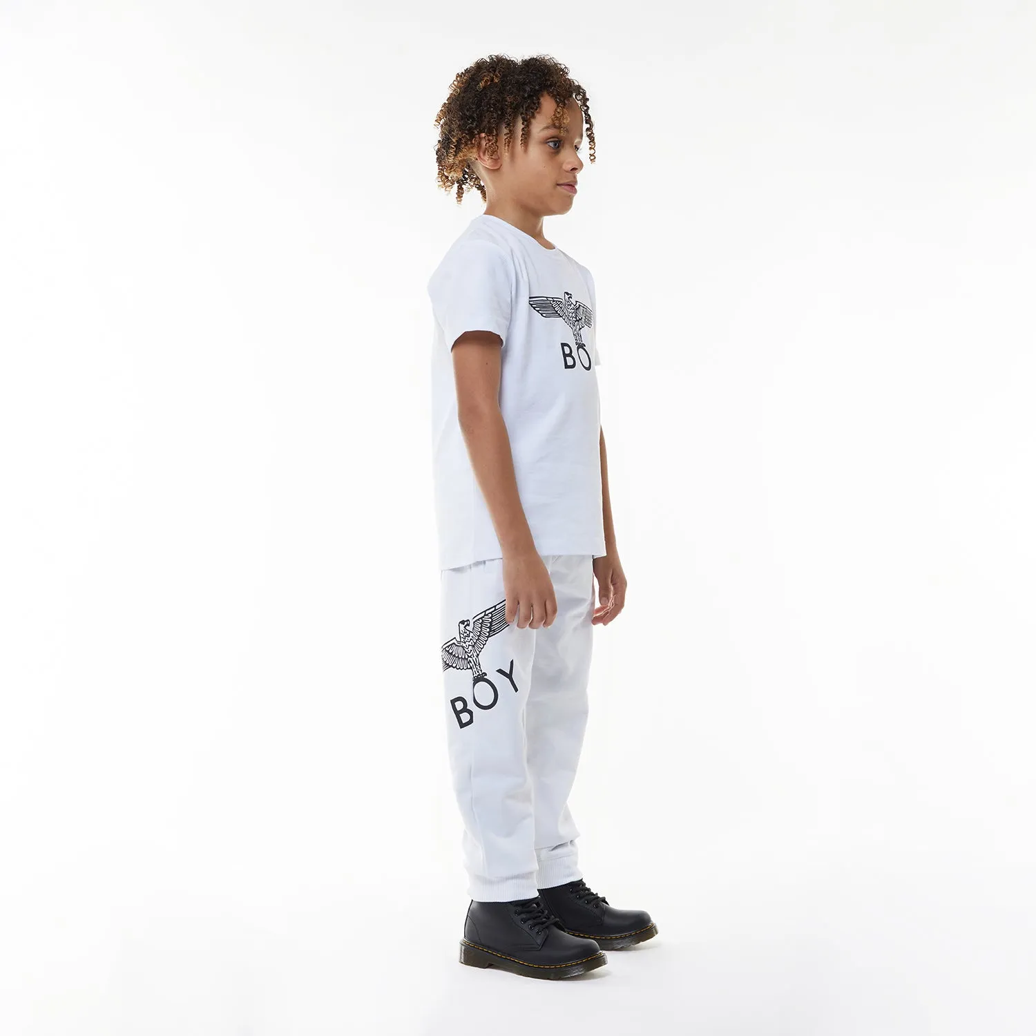 BOY EAGLE KIDS JOGGERS - WHITE/BLACK