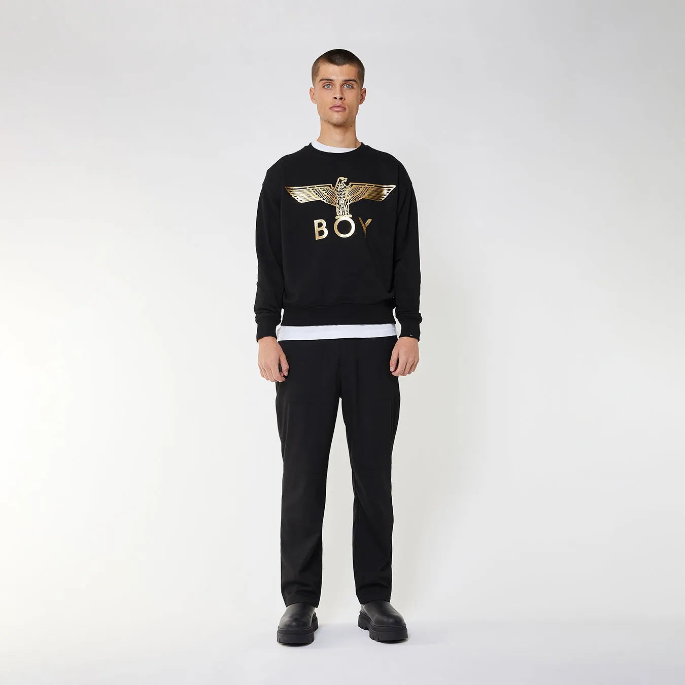 BOY EAGLE SWEATSHIRT - BLACK/GOLD