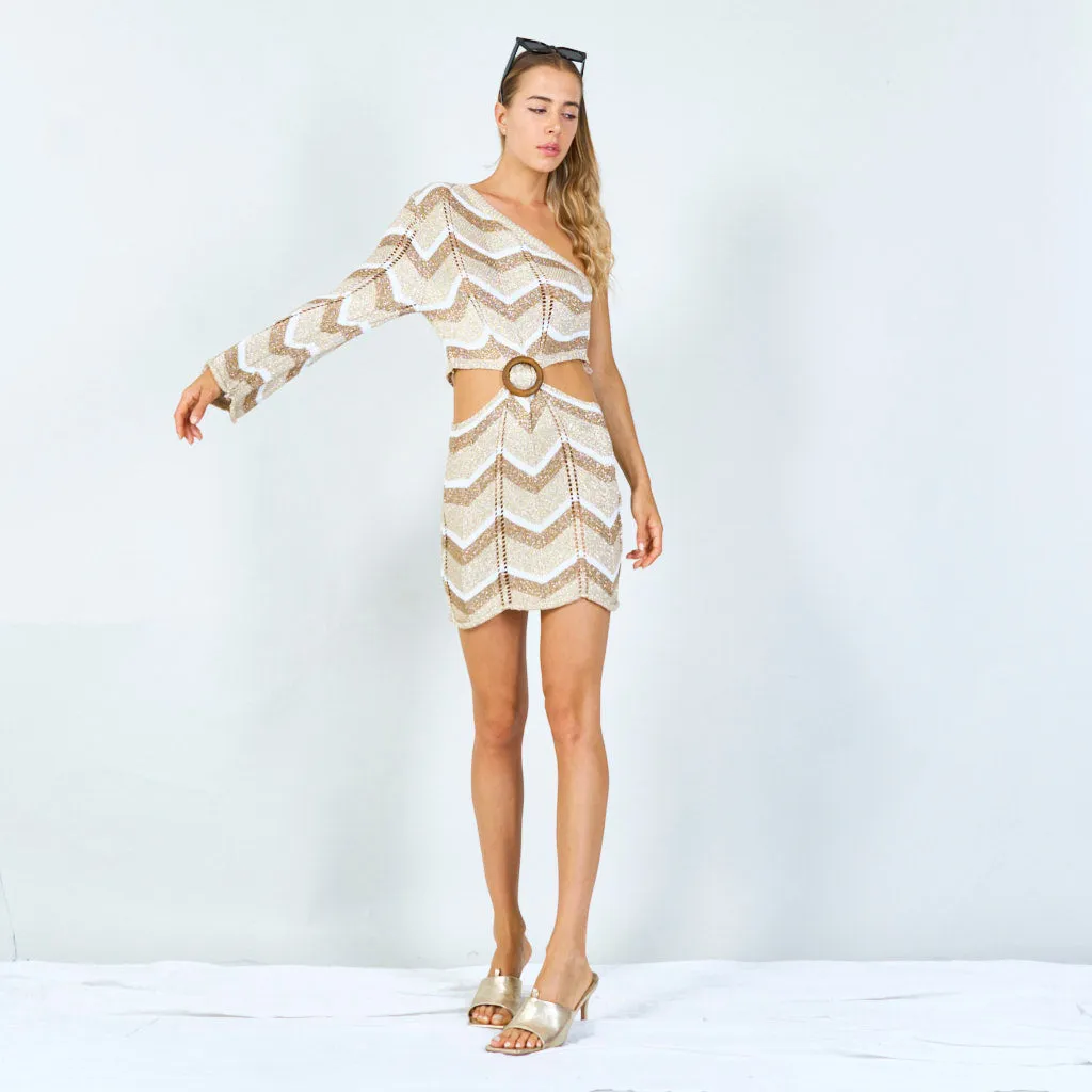 Chic one-shoulder chevron mini dress wholesale