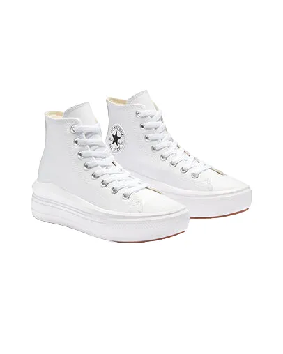 Converse women's high-top sneakers in leather with Chuck Taylor Star Move A04295C white wedge