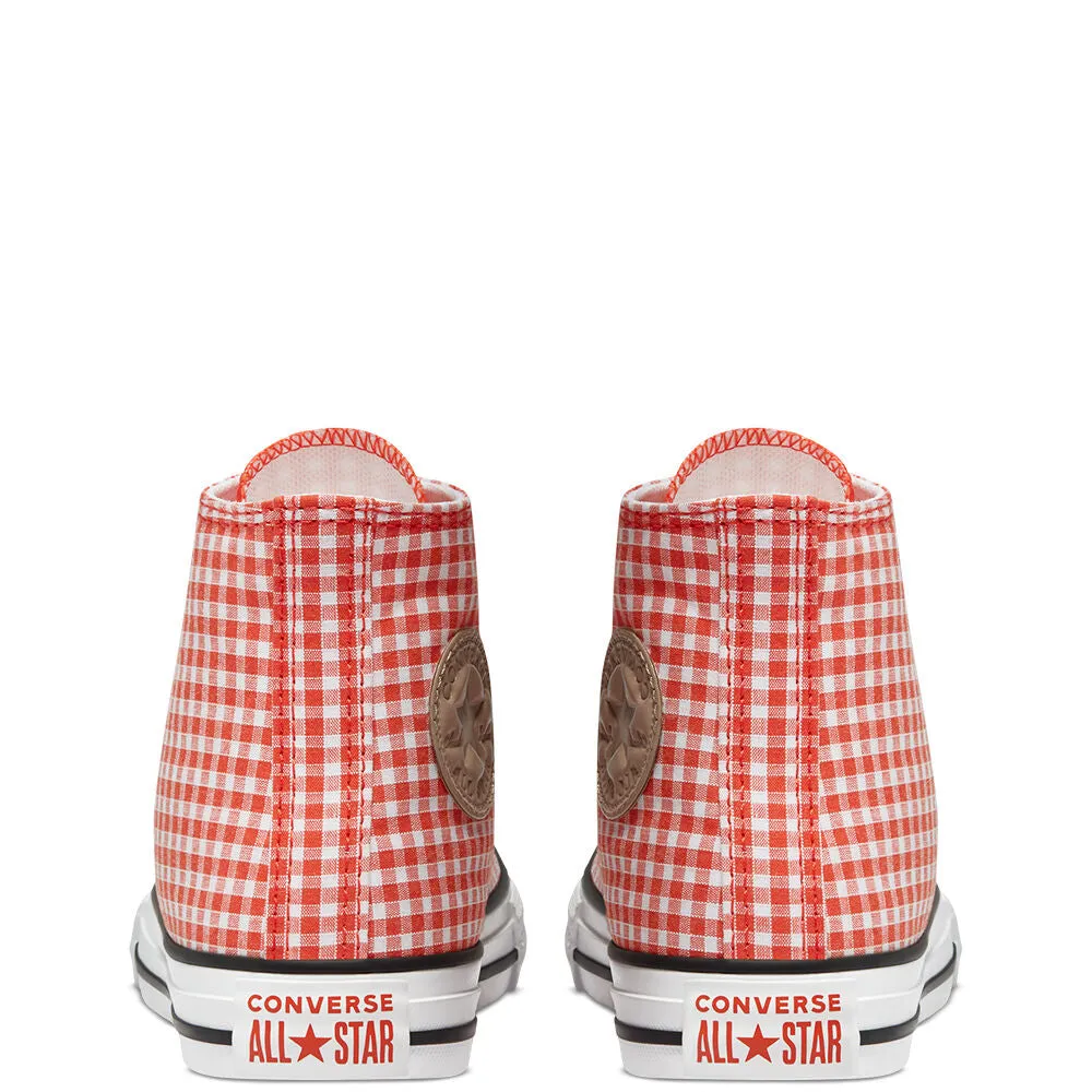 Converse- kids Chuck Taylor All Star High Top Gingham - Bright Poppy/White