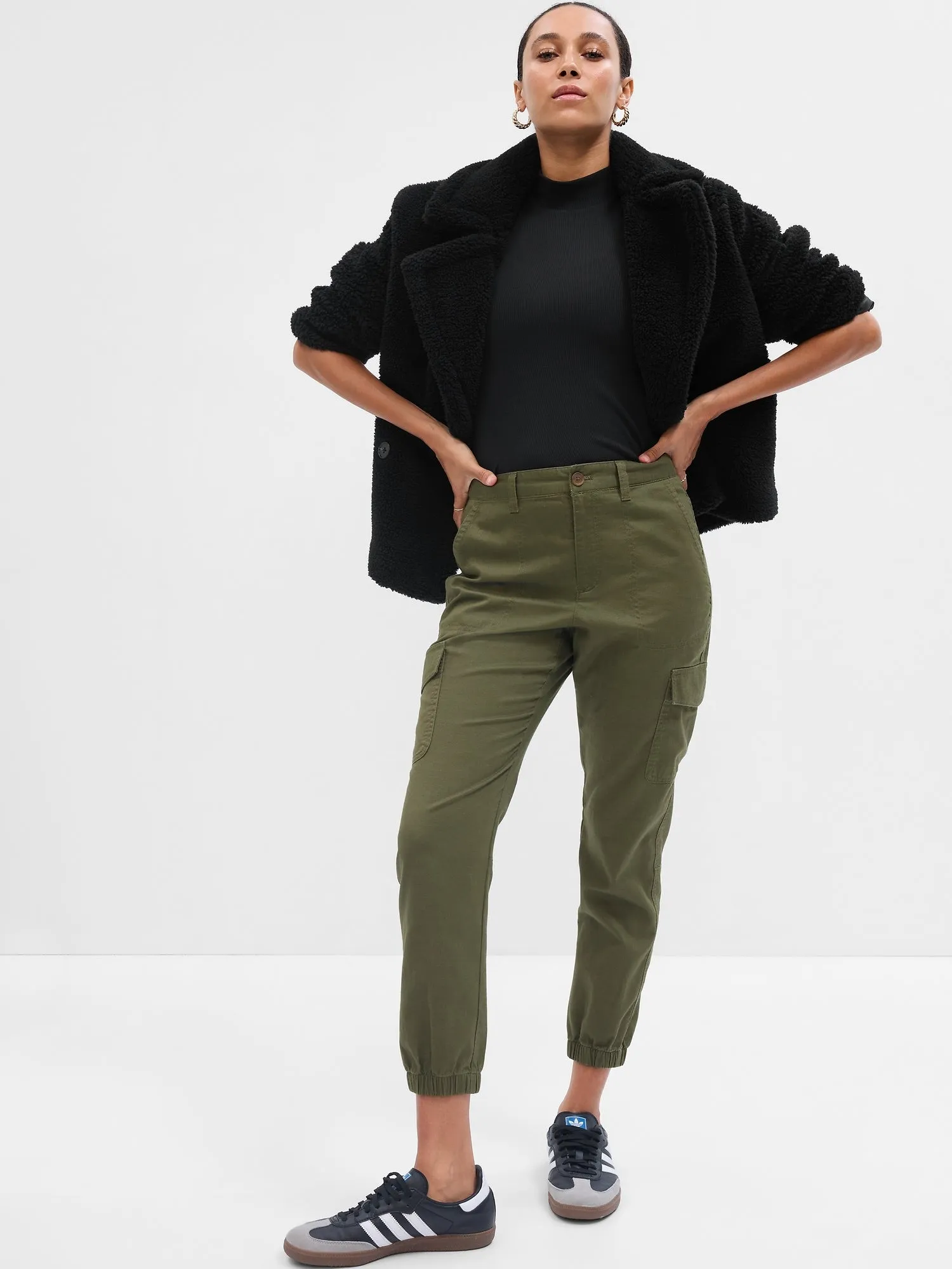 Cropped Twill Girlfriend Cargo Joggers with Washwell