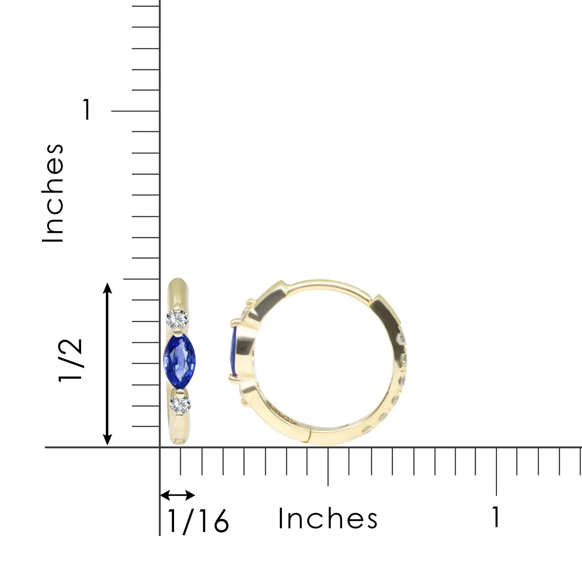 Diana Blue Sapphire 18k Yellow Gold Reversible Huggies 12mm