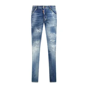 DSQUARED2 'COOL GUY' PAINT SPLATTER SLIM FIT JEANS BLUE