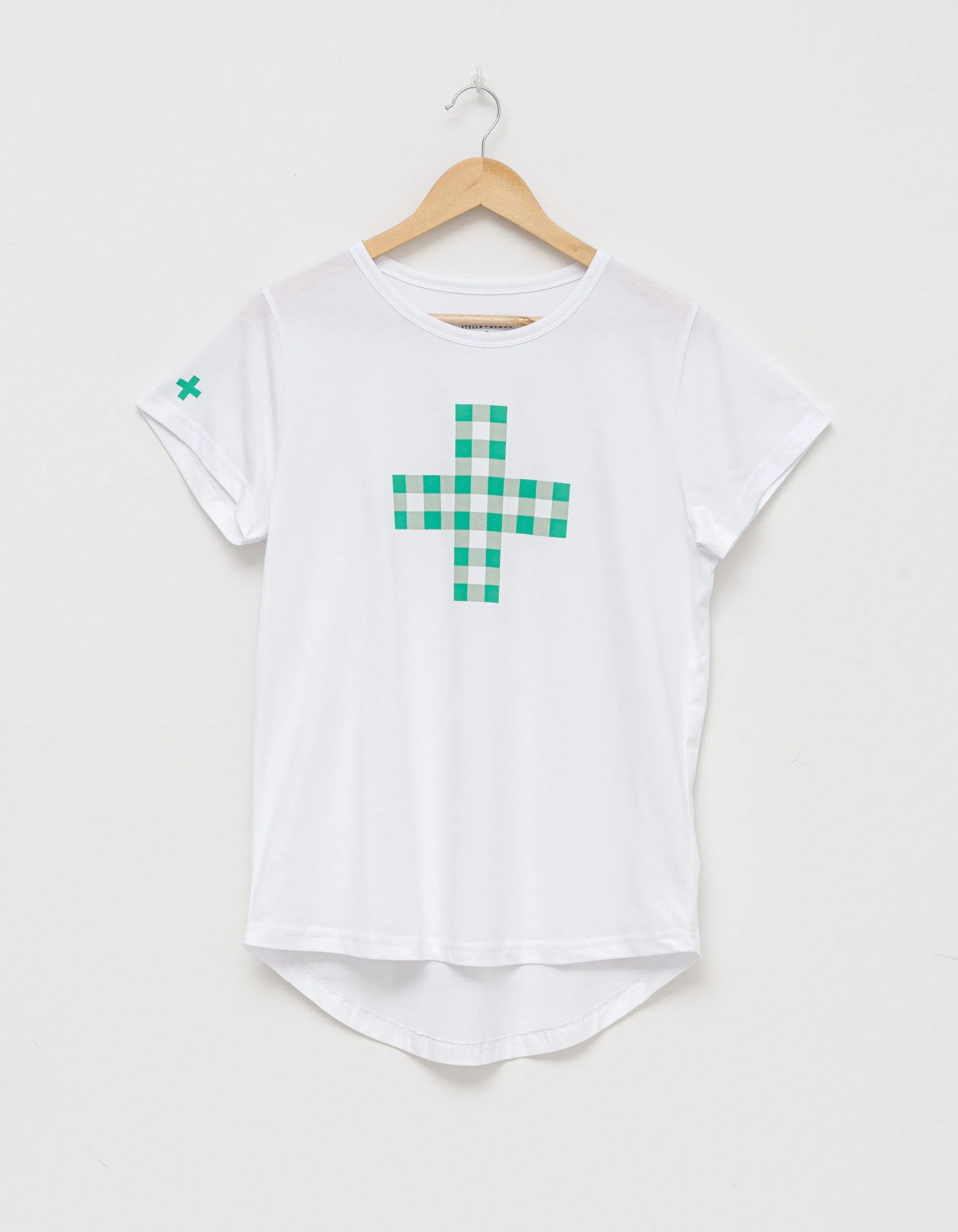 Emerald Gingham Cross Tee