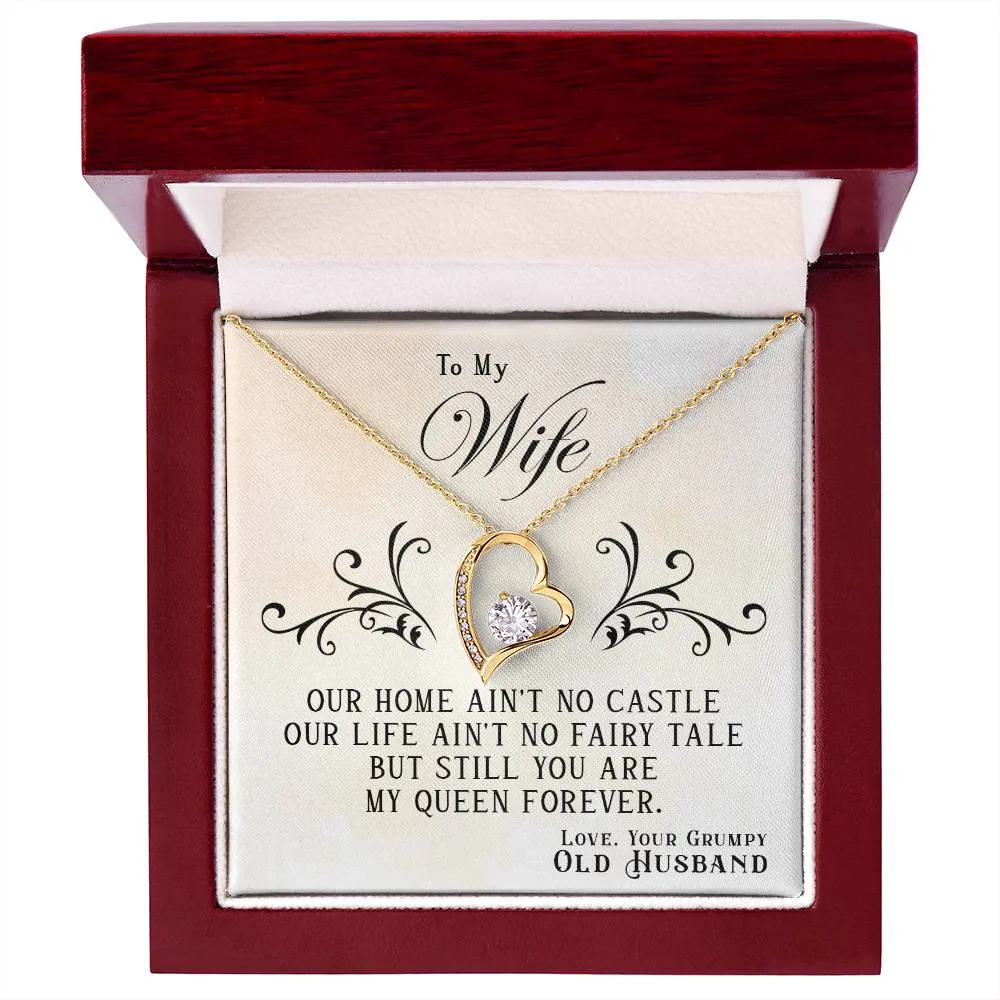 Gift For Wife, You Are My Queen Forever Love Heart Pendant Necklace