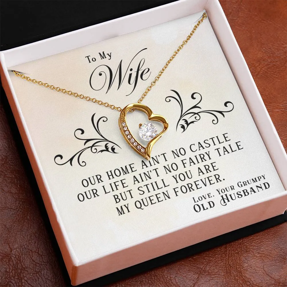 Gift For Wife, You Are My Queen Forever Love Heart Pendant Necklace