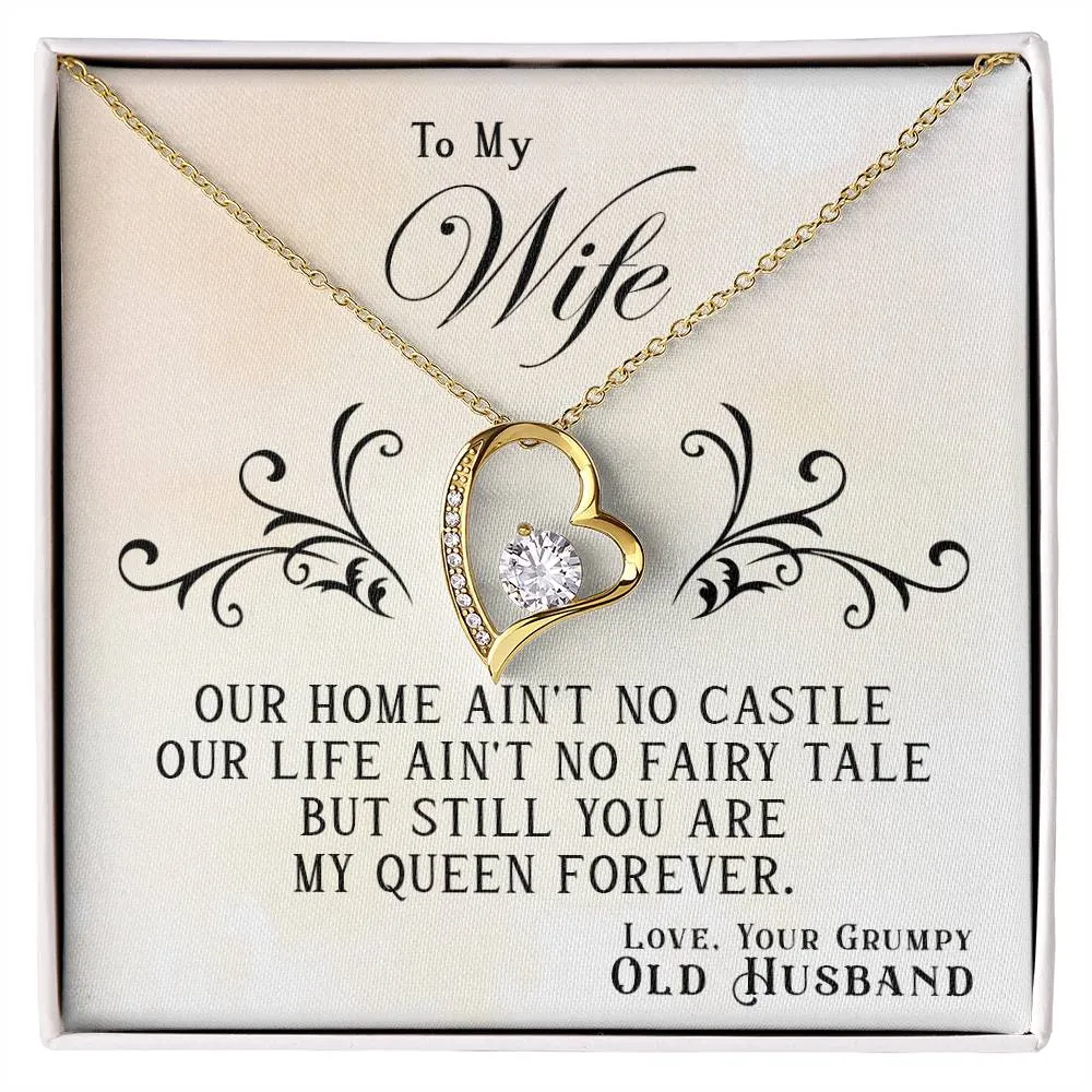 Gift For Wife, You Are My Queen Forever Love Heart Pendant Necklace