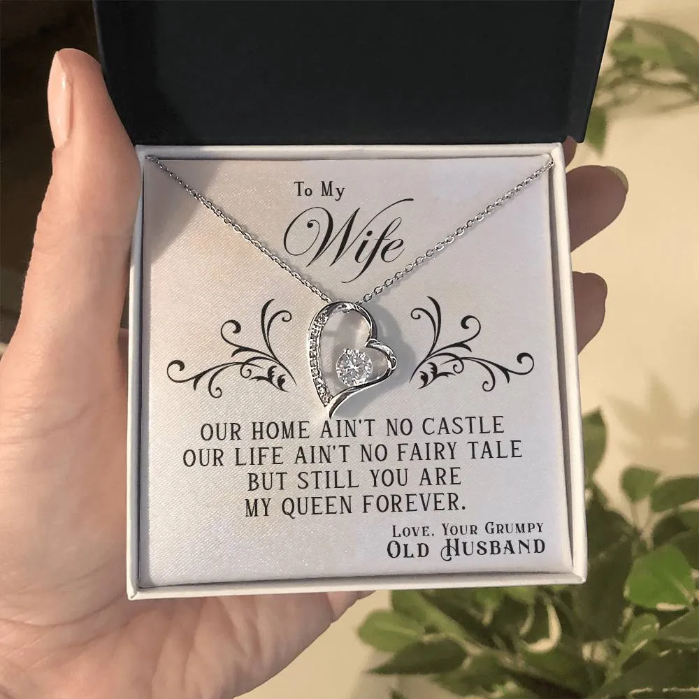 Gift For Wife, You Are My Queen Forever Love Heart Pendant Necklace