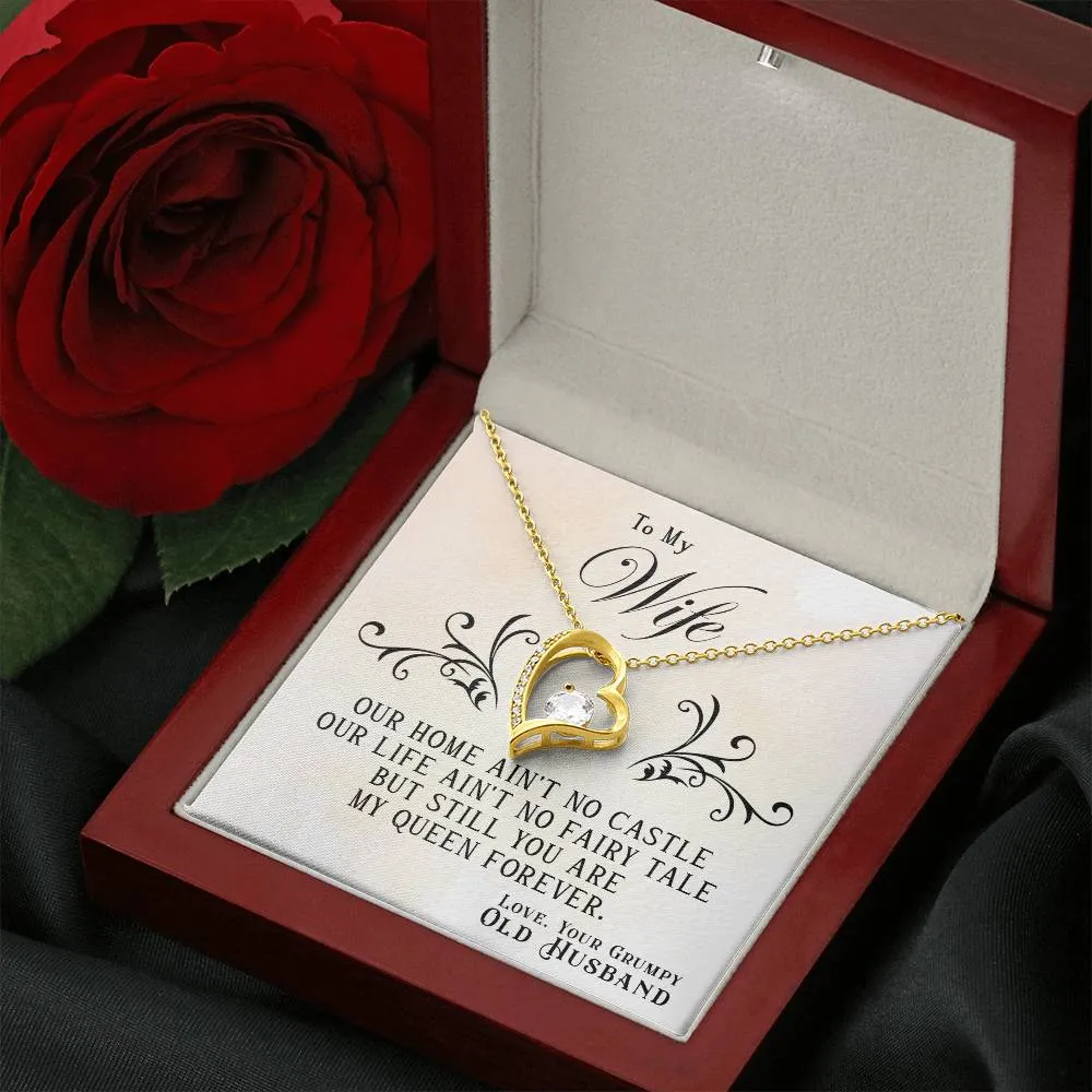 Gift For Wife, You Are My Queen Forever Love Heart Pendant Necklace