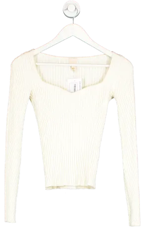 H&M Cream Rib Knit Jumper UK XS