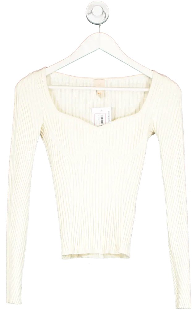 H&M Cream Rib Knit Jumper UK XS