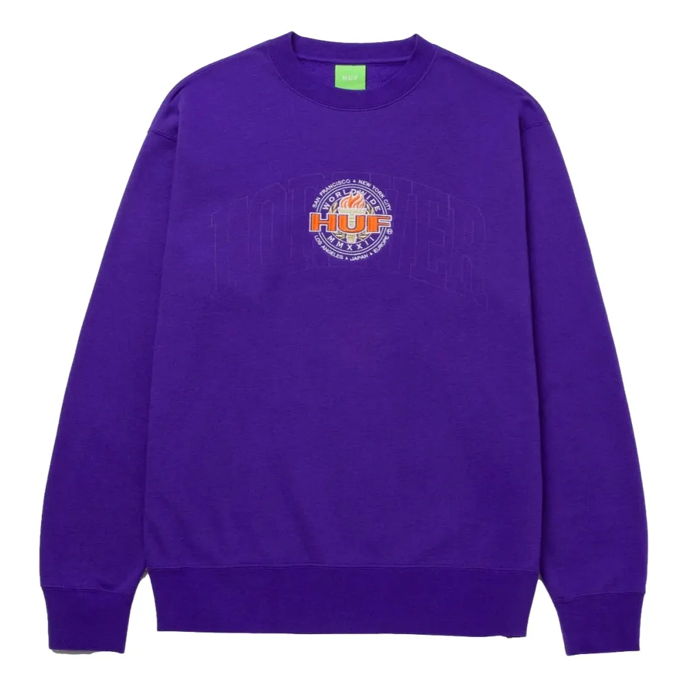 HUF FOREVER TORCH CREWNECK-PURPLE