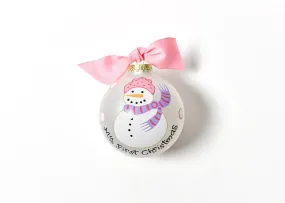 My First Christmas Snowman Girl Glass Ornament