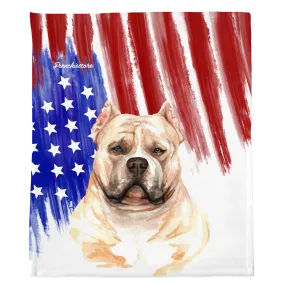 Patriotic American Bully Blanket | American dog in Watercolors