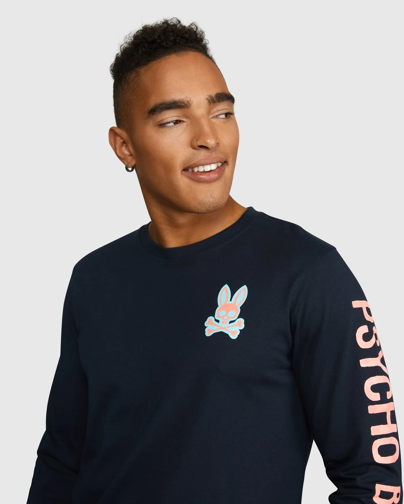 Psycho Bunny Bennett L/S Graphic Tee in Navy