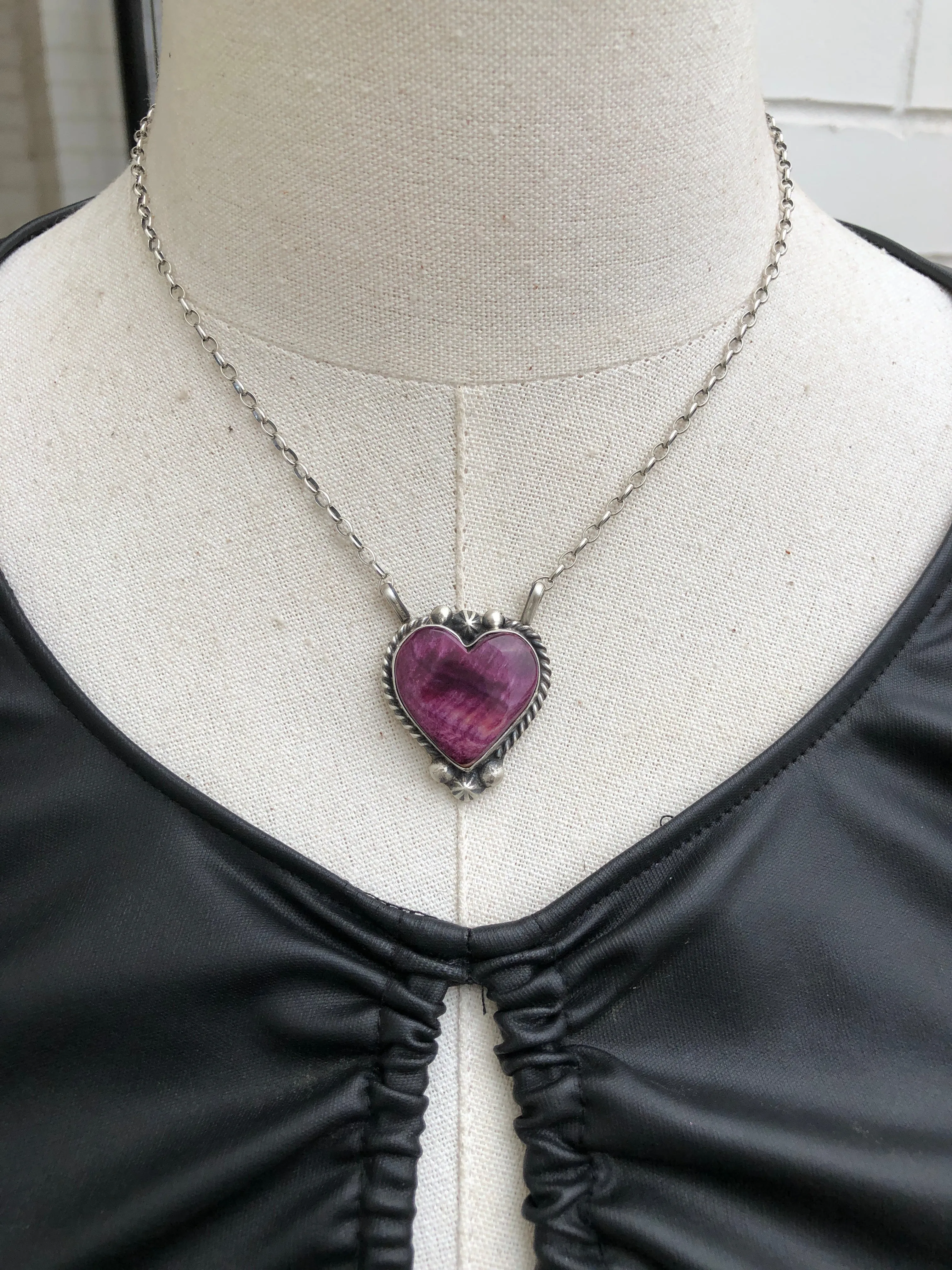 Purple Spiny Heart Necklace #21