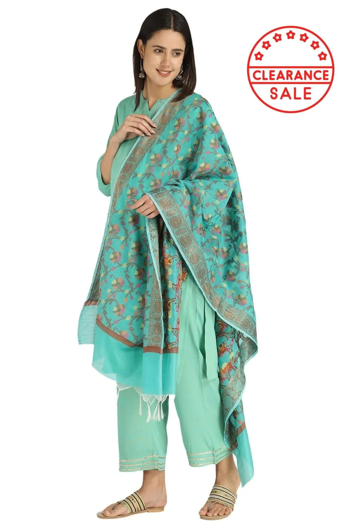 Sea Green Banarasi Dupatta