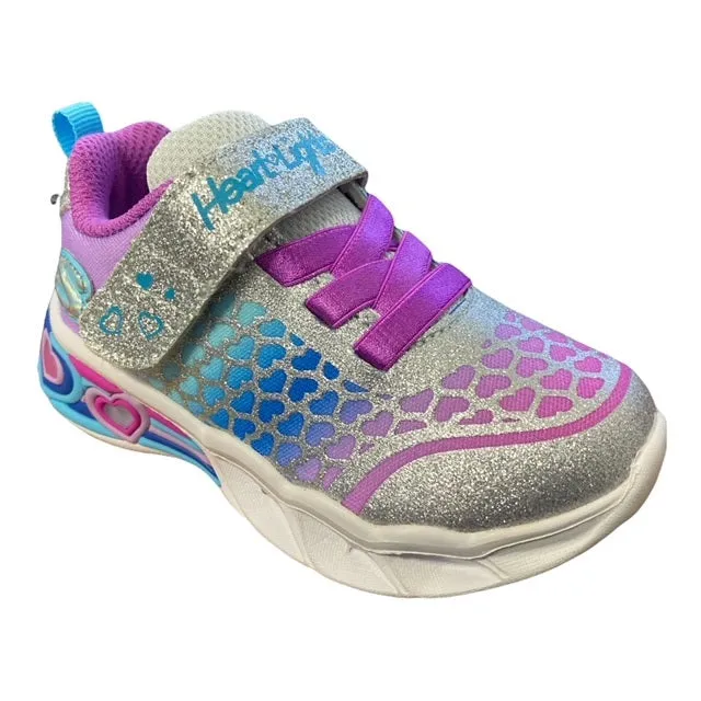 Skechers girls' sneakers with Light Sweetheart Lights Lovely 302312N-SMLT silver