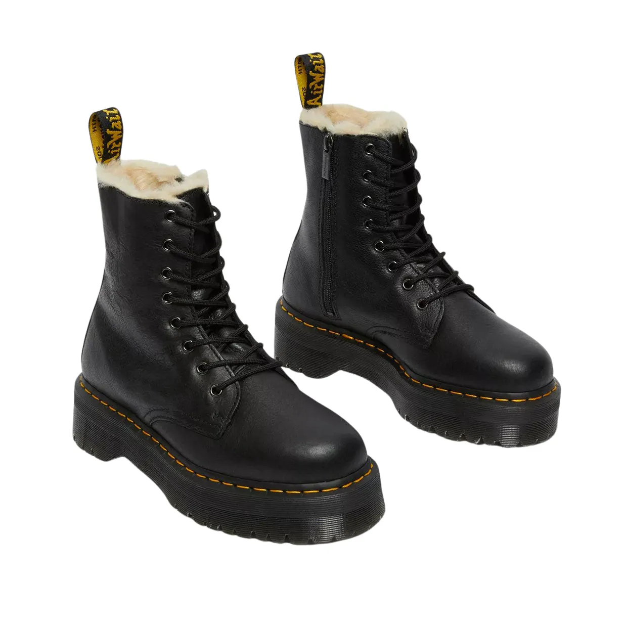 Stivaletti Donna Dr. Martens Platform Jadon Pelliccia Nero