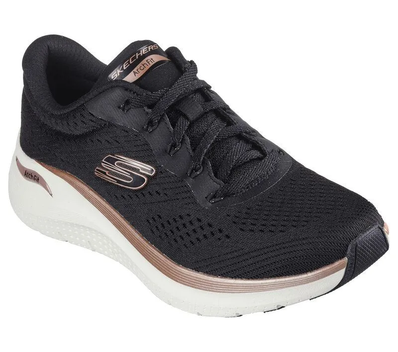 Women's Wide Fit Skechers 150067 Arch Fit 2.0 Glow The Distance Sneakers